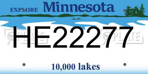 HE22277 Minnesota License Plate