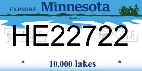 HE22722 Minnesota License Plate