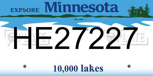 HE27227 Minnesota License Plate