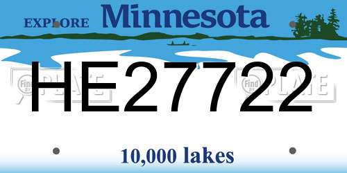 HE27722 Minnesota License Plate