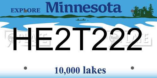 HE2T222 Minnesota License Plate