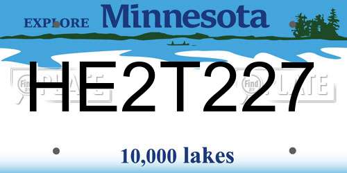 HE2T227 Minnesota License Plate