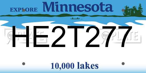 HE2T277 Minnesota License Plate