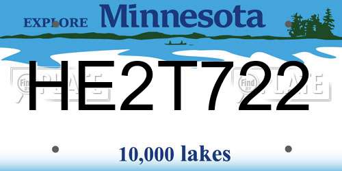 HE2T722 Minnesota License Plate