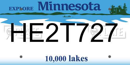 HE2T727 Minnesota License Plate
