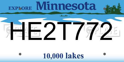 HE2T772 Minnesota License Plate