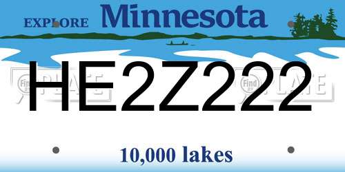 HE2Z222 Minnesota License Plate