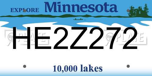 HE2Z272 Minnesota License Plate
