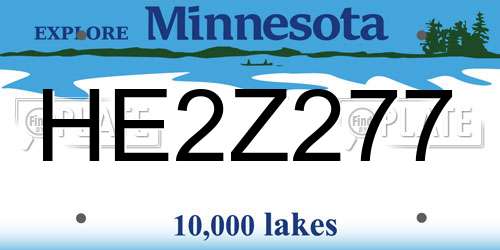 HE2Z277 Minnesota License Plate
