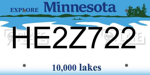 HE2Z722 Minnesota License Plate