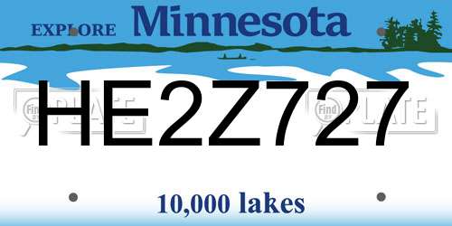 HE2Z727 Minnesota License Plate