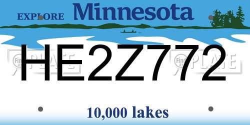 HE2Z772 Minnesota License Plate