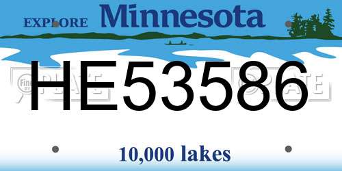 HE53586 Minnesota License Plate