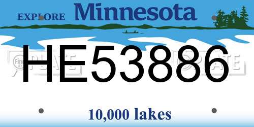 HE53886 Minnesota License Plate