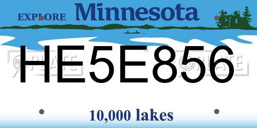 HE5E856 Minnesota License Plate