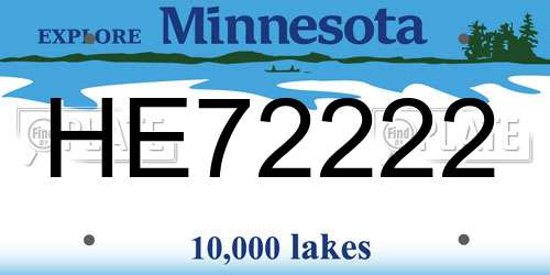 HE72222 Minnesota License Plate