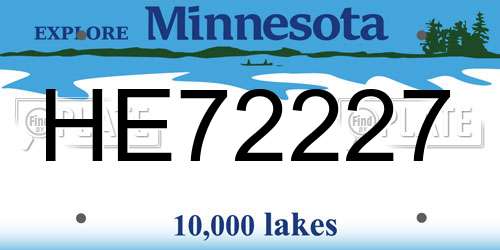 HE72227 Minnesota License Plate