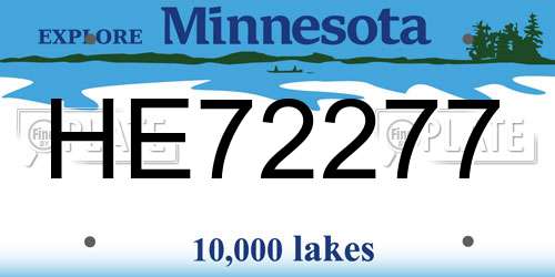 HE72277 Minnesota License Plate