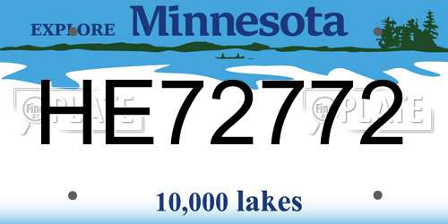 HE72772 Minnesota License Plate