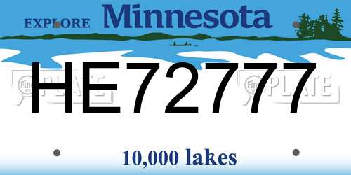 HE72777 Minnesota License Plate