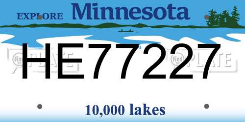 HE77227 Minnesota License Plate