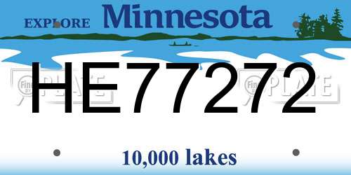 HE77272 Minnesota License Plate