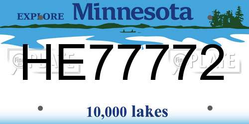 HE77772 Minnesota License Plate