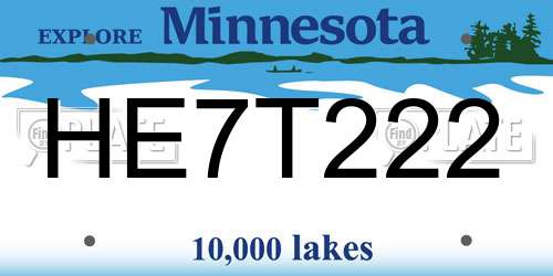 HE7T222 Minnesota License Plate