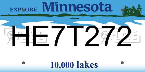 HE7T272 Minnesota License Plate