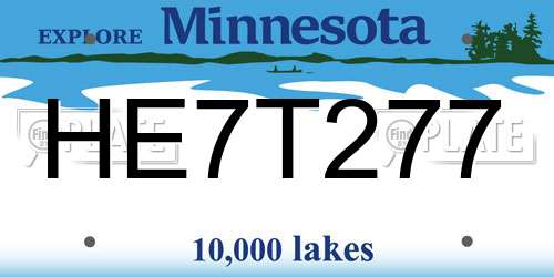 HE7T277 Minnesota License Plate