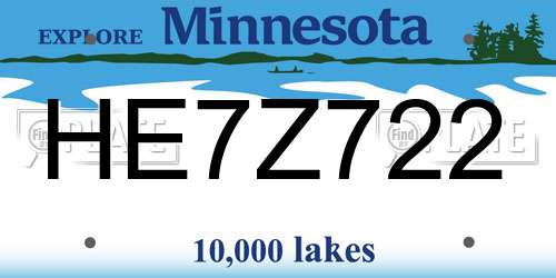 HE7Z722 Minnesota License Plate