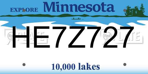 HE7Z727 Minnesota License Plate