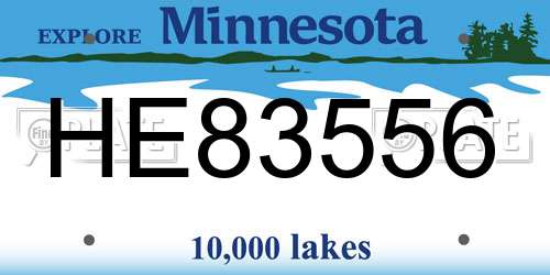 HE83556 Minnesota License Plate