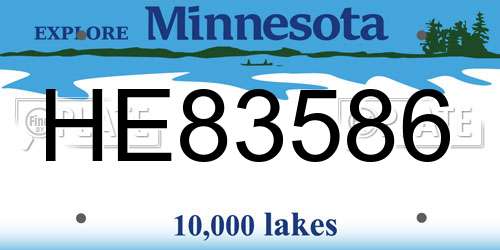 HE83586 Minnesota License Plate