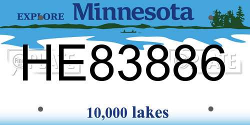 HE83886 Minnesota License Plate