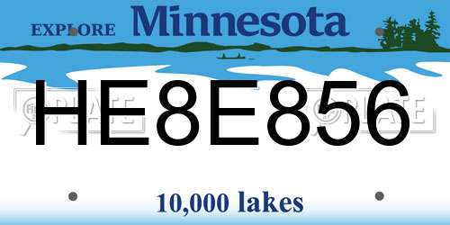 HE8E856 Minnesota License Plate