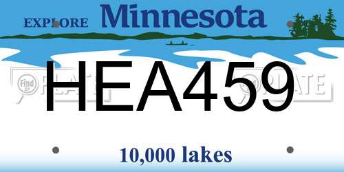 HEA459 Minnesota License Plate