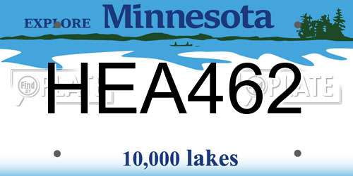 HEA462 Minnesota License Plate