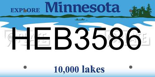 HEB3586 Minnesota License Plate