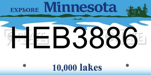 HEB3886 Minnesota License Plate