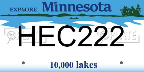 HEC222 Minnesota License Plate