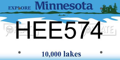 HEE574 Minnesota License Plate