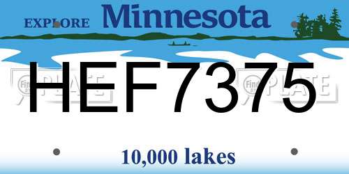HEF7375 Minnesota License Plate