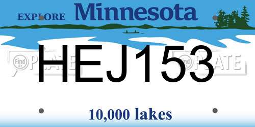 HEJ153 Minnesota License Plate