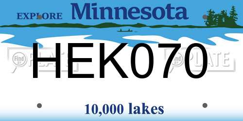 HEK070 Minnesota License Plate