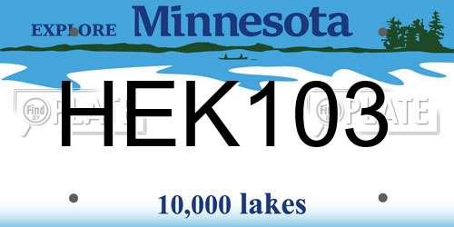 HEK103 Minnesota License Plate