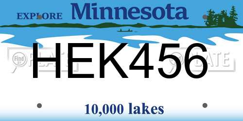 HEK456 Minnesota License Plate