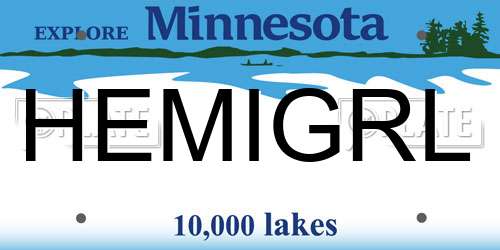 HEMIGRL Minnesota License Plate