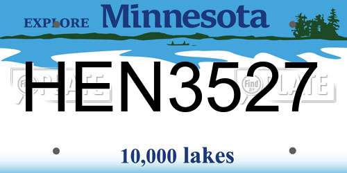 HEN3527 Minnesota License Plate