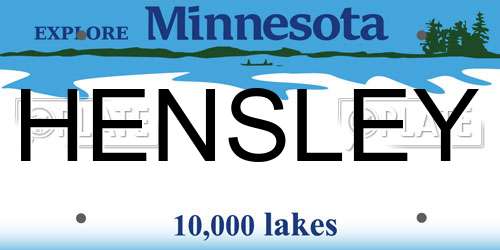 HENSLEY Minnesota License Plate
